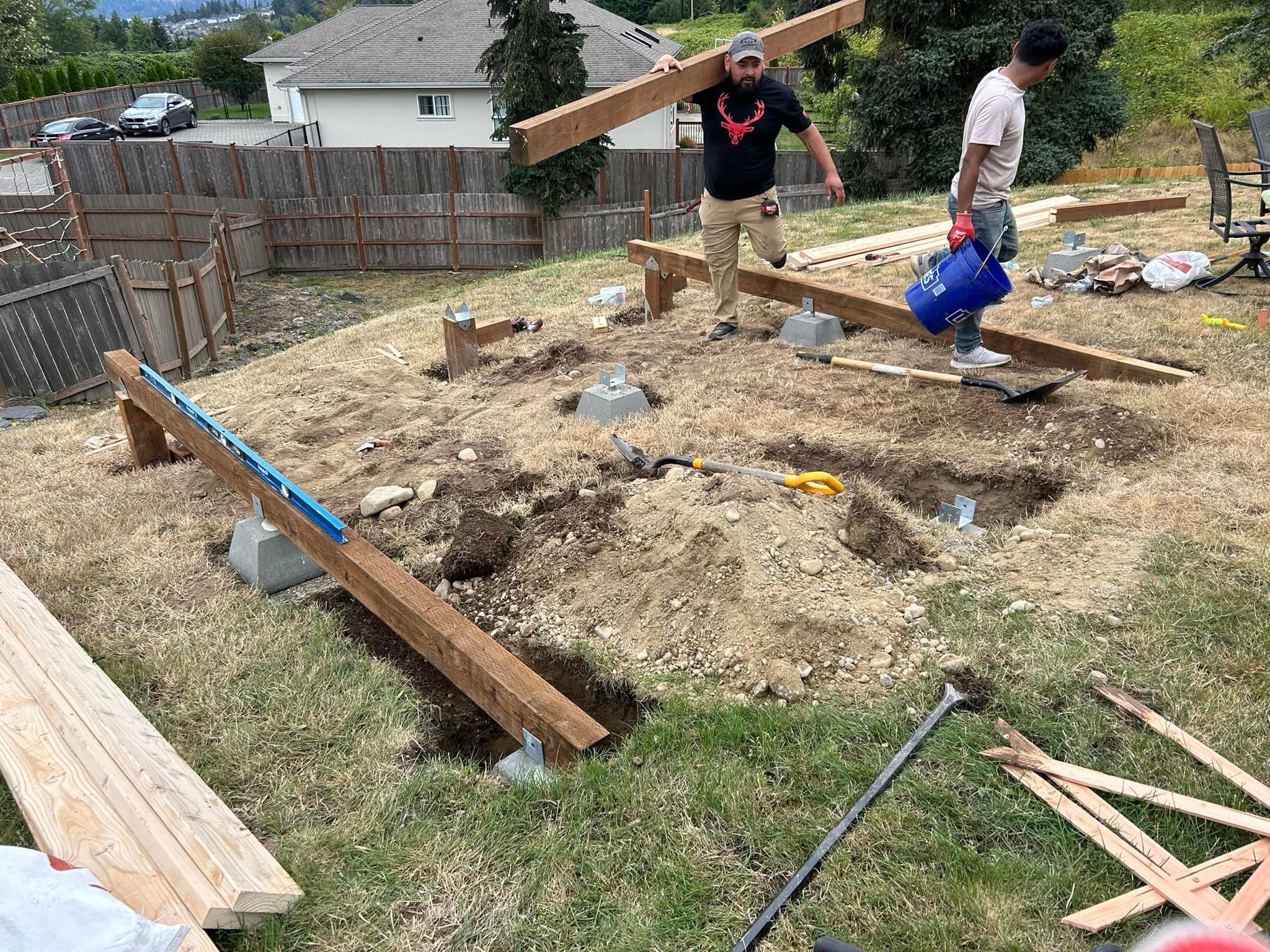 CAS contractor working on a residential deck build in Pierce County Washington