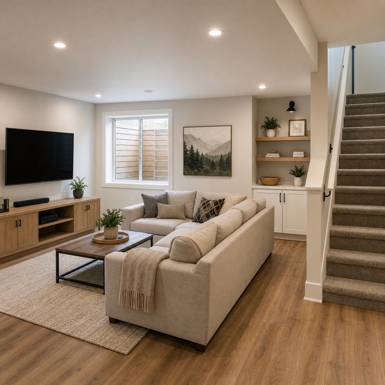 Basement remodel in Pierce County Washington