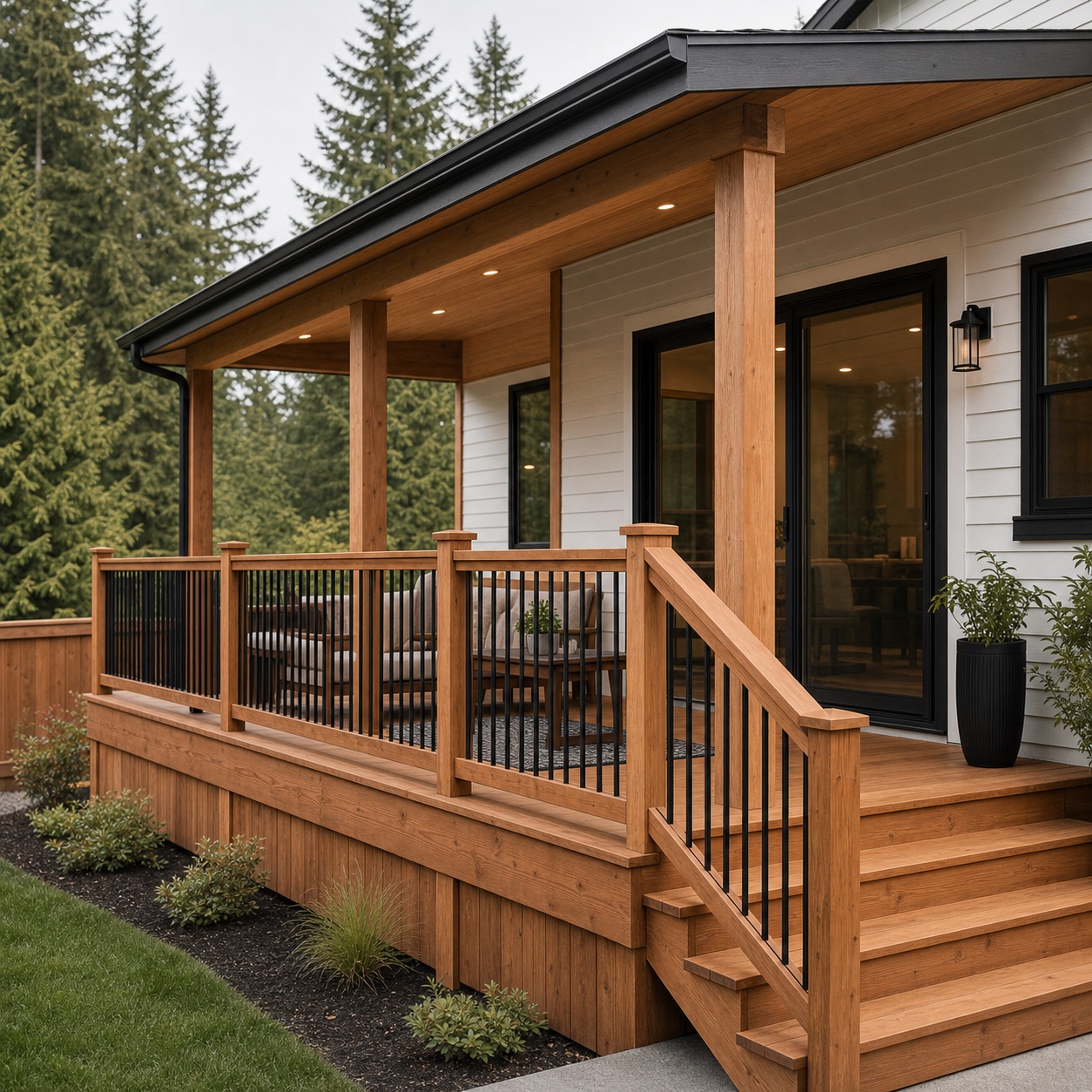 Covered patio and deck upgrade in Spanaway Washington