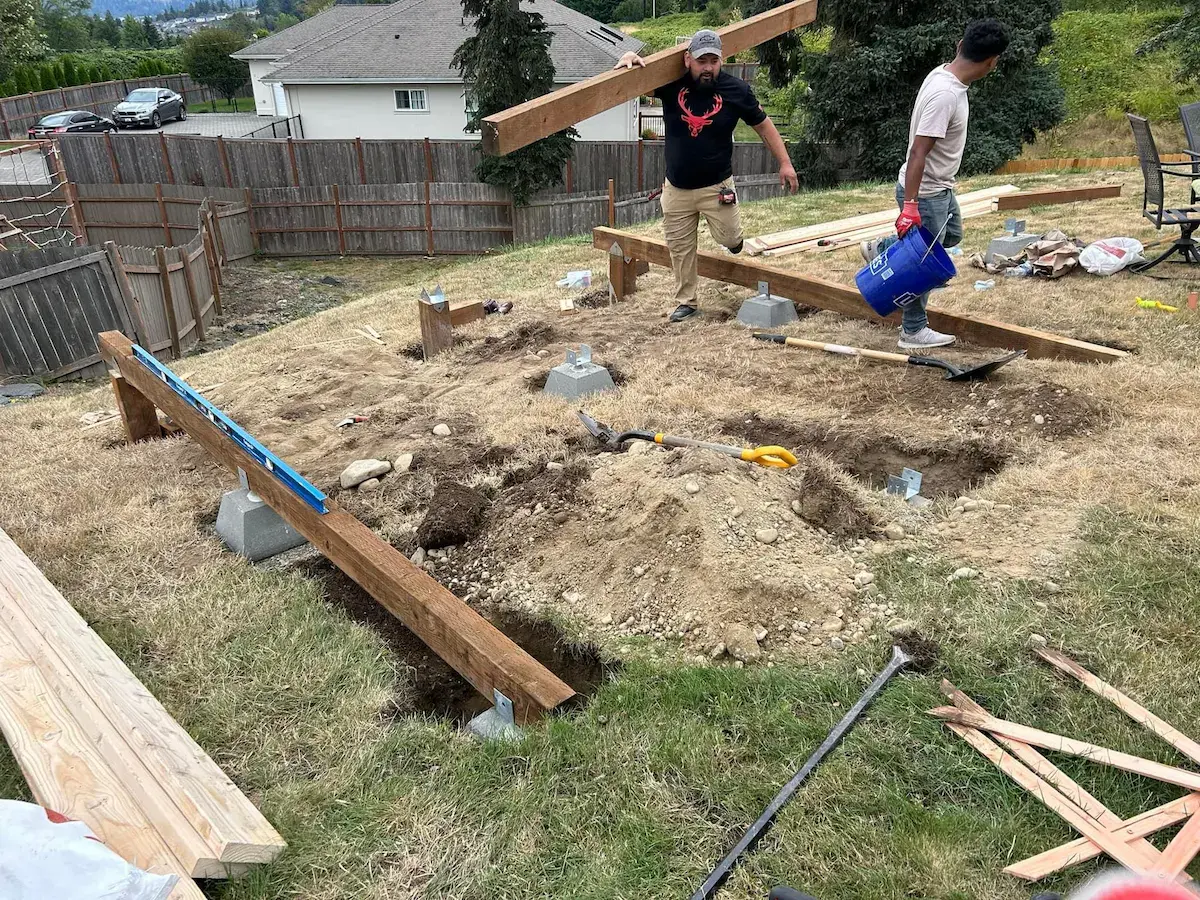 CAS contractor working on a residential deck build in Pierce County Washington