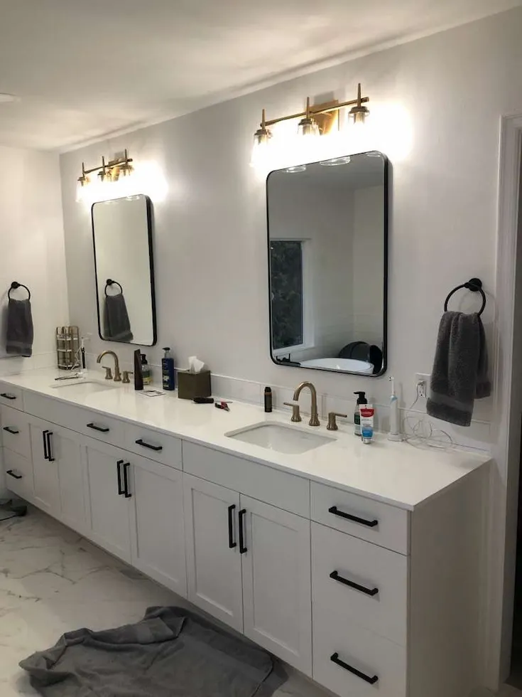 Double vanity bathroom remodel in Pierce County Washington