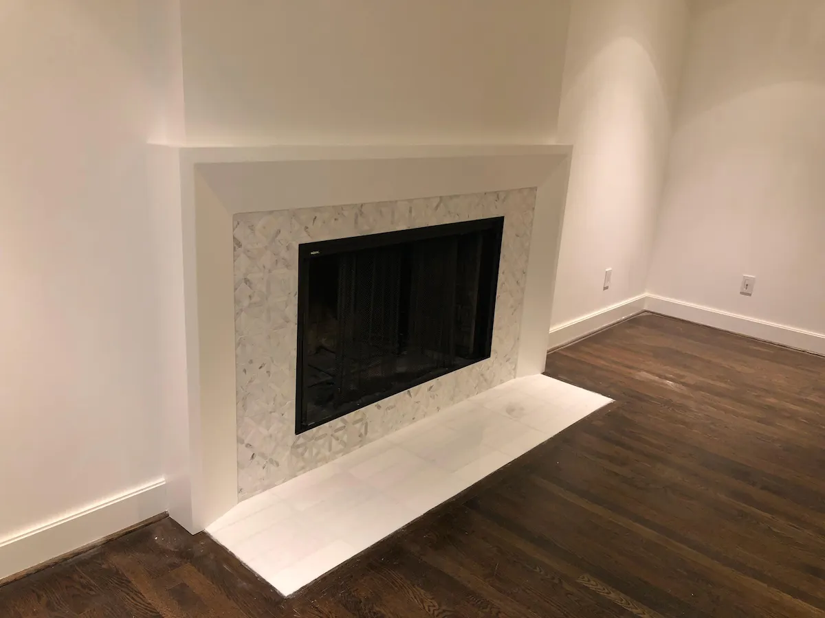 Fireplace refacing project in Pierce County Washington