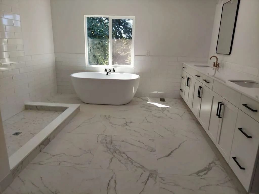 Full bathroom remodel with walk-in shower in Pierce County Washington