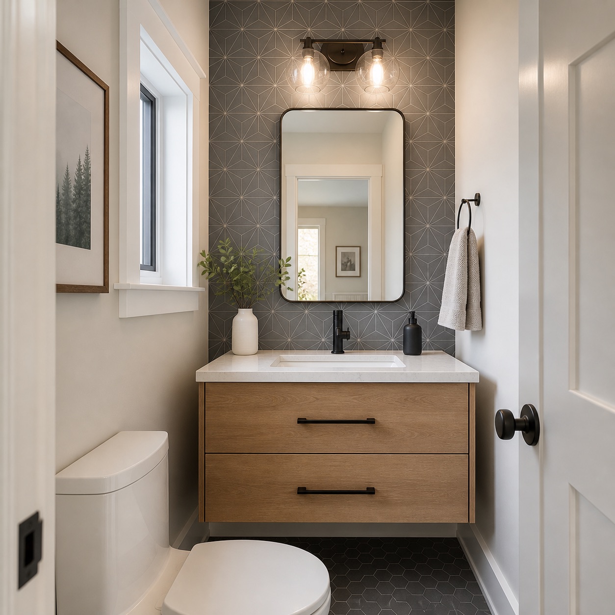 Powder bathroom remodel in Tacoma Washington
