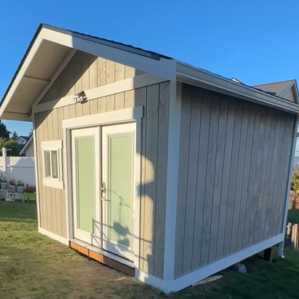 Finished backyard studio shed project in Spanaway Washington
